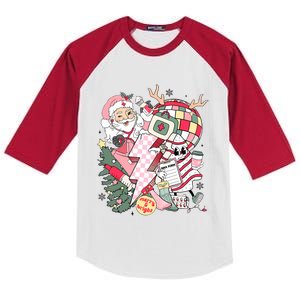 Christmas Santa Nurse Disco Ball Rn Cna Icu Med Surg Picu Kids Colorblock Raglan Jersey