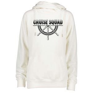 Cruise Squad Nautical Wooden Ship Steering Wheel Cruising Gift Womens Funnel Neck Pullover Hood