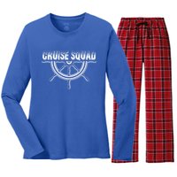 Cruise Squad Nautical Wooden Ship Steering Wheel Cruising Gift Women's Long Sleeve Flannel Pajama Set 