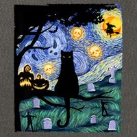 Cat , Scary Night Cat Tee, Van Gogh Gift, Halloween Cotton Canvas Backpack
