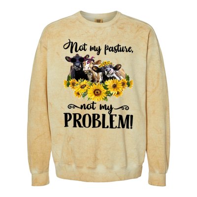 Cow Sunflowers Not My Pasture Not My Problem Colorblast Crewneck Sweatshirt