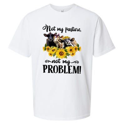 Cow Sunflowers Not My Pasture Not My Problem Sueded Cloud Jersey T-Shirt