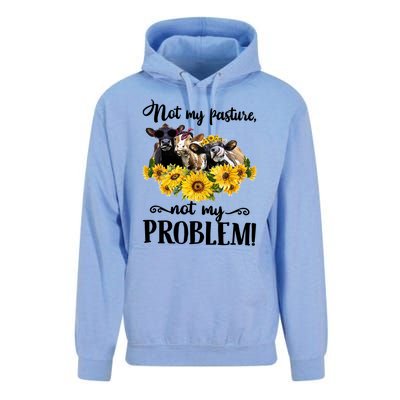 Cow Sunflowers Not My Pasture Not My Problem Unisex Surf Hoodie