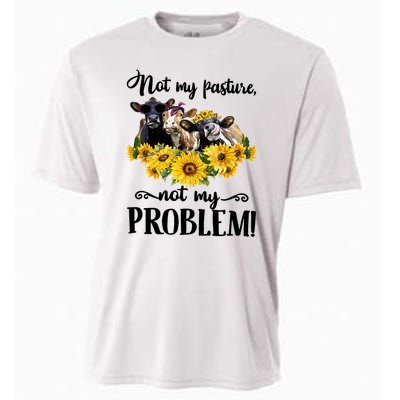 Cow Sunflowers Not My Pasture Not My Problem Cooling Performance Crew T-Shirt