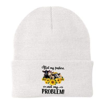 Cow Sunflowers Not My Pasture Not My Problem Knit Cap Winter Beanie