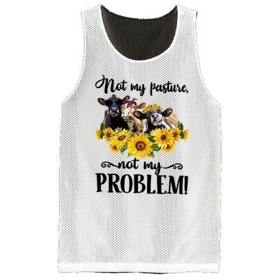 Cow Sunflowers Not My Pasture Not My Problem Mesh Reversible Basketball Jersey Tank