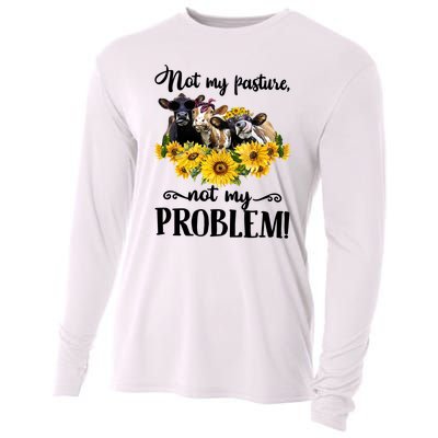 Cow Sunflowers Not My Pasture Not My Problem Cooling Performance Long Sleeve Crew