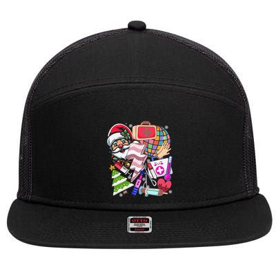 Christmas Santa Nurse Disco Ball Rn Cna Icu Med Surg Picu 7 Panel Mesh Trucker Snapback Hat