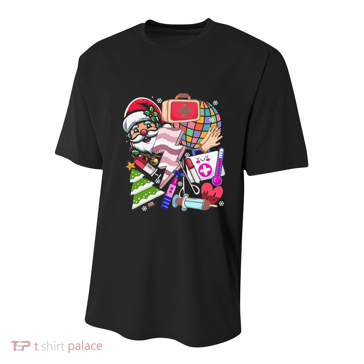 Christmas Santa Nurse Disco Ball Rn Cna Icu Med Surg Picu Youth Performance Sprint T-Shirt