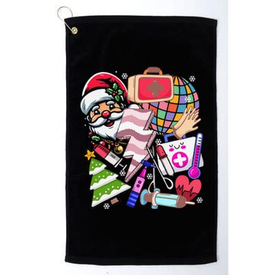 Christmas Santa Nurse Disco Ball Rn Cna Icu Med Surg Picu Platinum Collection Golf Towel