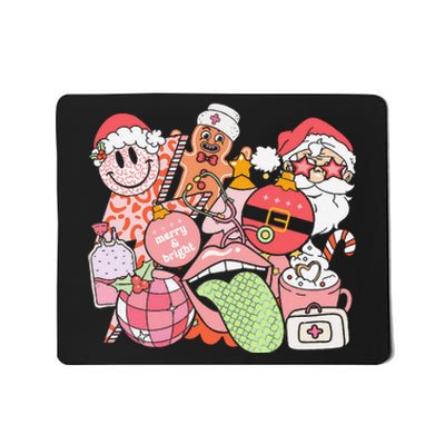 Christmas Santa Nurse Disco Ball Rn Cna Icu Med Surg Picu Mousepad