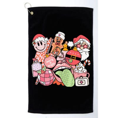 Christmas Santa Nurse Disco Ball Rn Cna Icu Med Surg Picu Platinum Collection Golf Towel