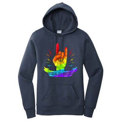 Colorful Sign Of The Horns Hand Lgbtq Equality Rocks Cool Gift Women's Pullover Hoodie