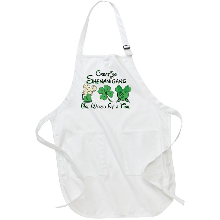 Creating Shenanigans One World At A Time Saint Patrick's Day Beer Drinking Team Full-Length Apron With Pockets