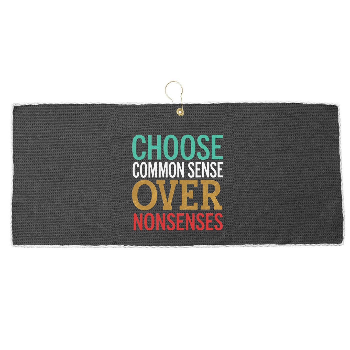 Common Sense Over Nonsense Large Microfiber Waffle Golf Towel