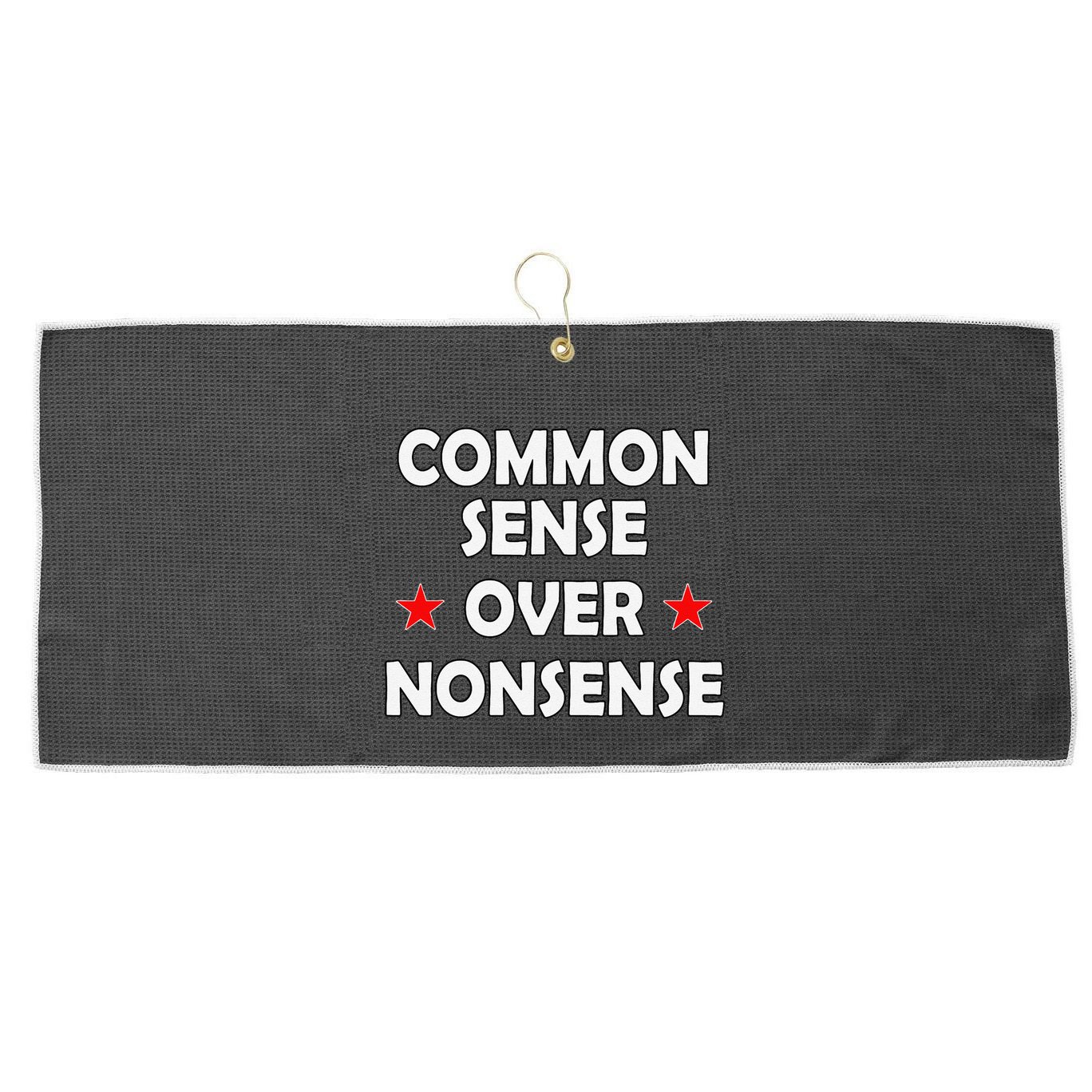 Common Sense Over Nonsense Large Microfiber Waffle Golf Towel