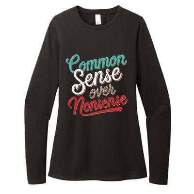 Common Sense Over Nonsense Retro Womens CVC Long Sleeve Shirt