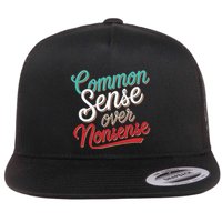 Common Sense Over Nonsense Retro Flat Bill Trucker Hat