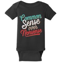 Common Sense Over Nonsense Retro Baby Bodysuit