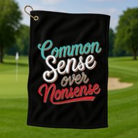 Common Sense Over Nonsense Retro Golf Towel