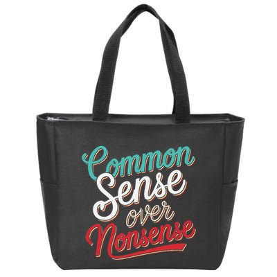 Common Sense Over Nonsense Retro Zip Tote Bag