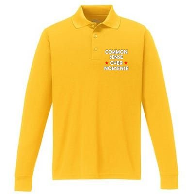 Common Sense Over Nonsense Performance Long Sleeve Polo