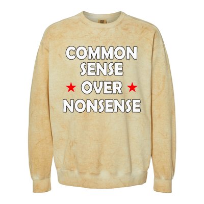 Common Sense Over Nonsense Colorblast Crewneck Sweatshirt