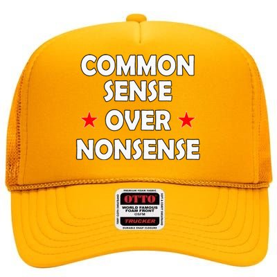 Common Sense Over Nonsense High Crown Mesh Back Trucker Hat