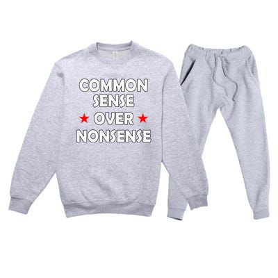 Common Sense Over Nonsense Premium Crewneck Sweatsuit Set