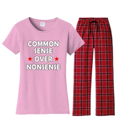 Common Sense Over Nonsense Women's Flannel Pajama Set