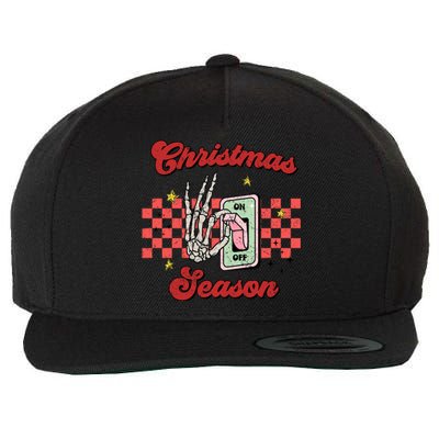 Christmas Season On Off Skeleton Funny Retro Xmas Holiday Gift Wool Snapback Cap