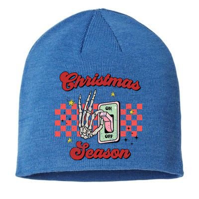 Christmas Season On Off Skeleton Funny Retro Xmas Holiday Gift Sustainable Beanie