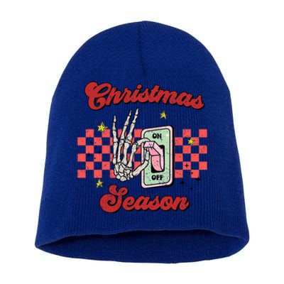 Christmas Season On Off Skeleton Funny Retro Xmas Holiday Gift Short Acrylic Beanie