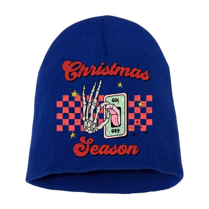 Christmas Season On Off Skeleton Funny Retro Xmas Holiday Gift Short Acrylic Beanie