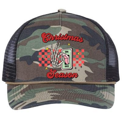 Christmas Season On Off Skeleton Funny Retro Xmas Holiday Gift Retro Rope Trucker Hat Cap