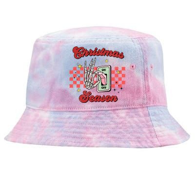 Christmas Season On Off Skeleton Funny Retro Xmas Holiday Gift Tie-Dyed Bucket Hat