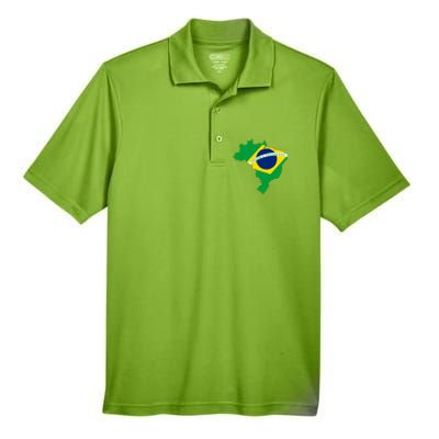 Cool Silhouette Of Brazil Map Men's Origin Performance Piqué Polo