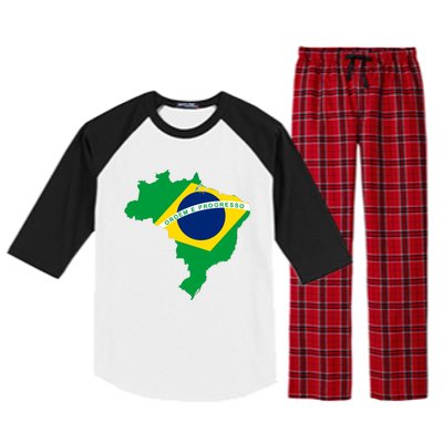 Cool Silhouette Of Brazil Map Raglan Sleeve Pajama Set