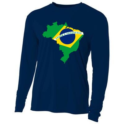 Cool Silhouette Of Brazil Map Cooling Performance Long Sleeve Crew