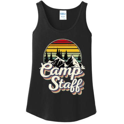 Camp Staff Outdoor Sunset Summer Camping Vintage Camp Staff Ladies Essential Tank