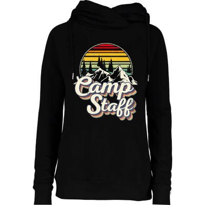 Camp Staff Outdoor Sunset Summer Camping Vintage Camp Staff Womens Funnel Neck Pullover Hood