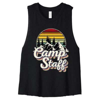 Camp Staff Outdoor Sunset Summer Camping Vintage Camp Staff Women's Racerback Cropped Tank