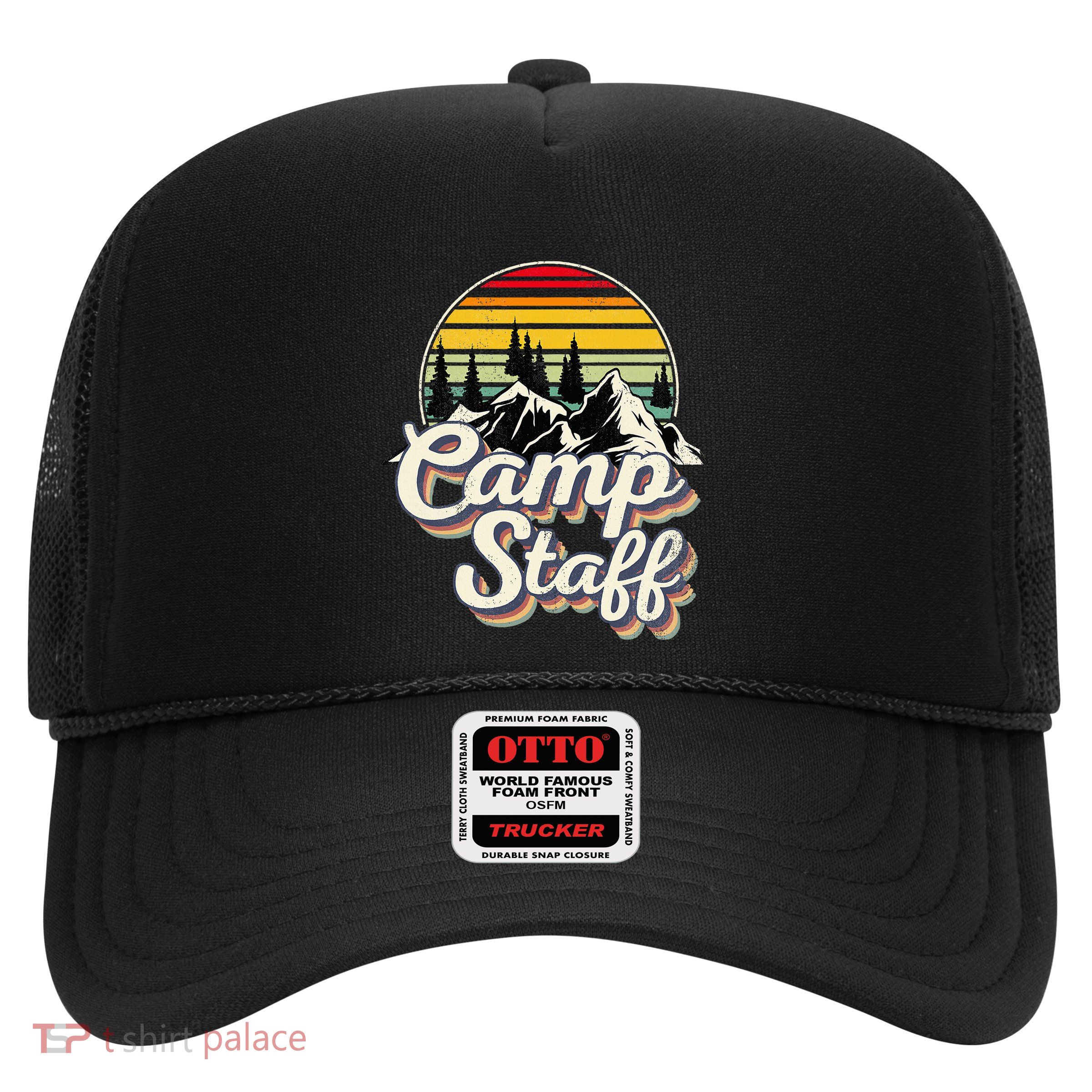 Camp Staff Outdoor Sunset Summer Camping Vintage Camp Staff Trucker Hat