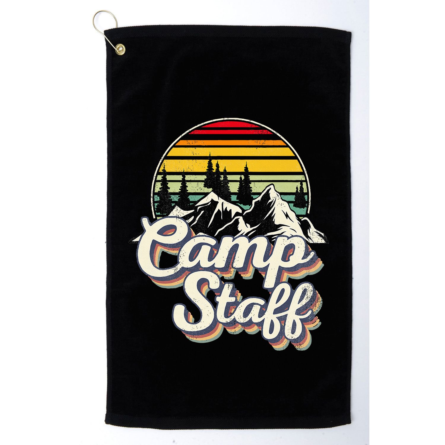 Camp Staff Outdoor Sunset Summer Camping Vintage Camp Staff Golf Towel