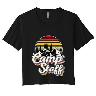 Camp Staff Outdoor Sunset Summer Camping Vintage Camp Staff Crop Top