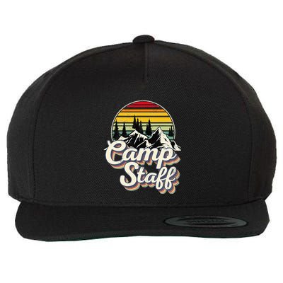 Camp Staff Outdoor Sunset Summer Camping Vintage Camp Staff Wool Snapback Cap