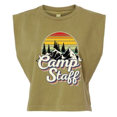 Camp Staff Outdoor Sunset Summer Camping Vintage Camp Staff Garment-Dyed Women's Muscle Tee