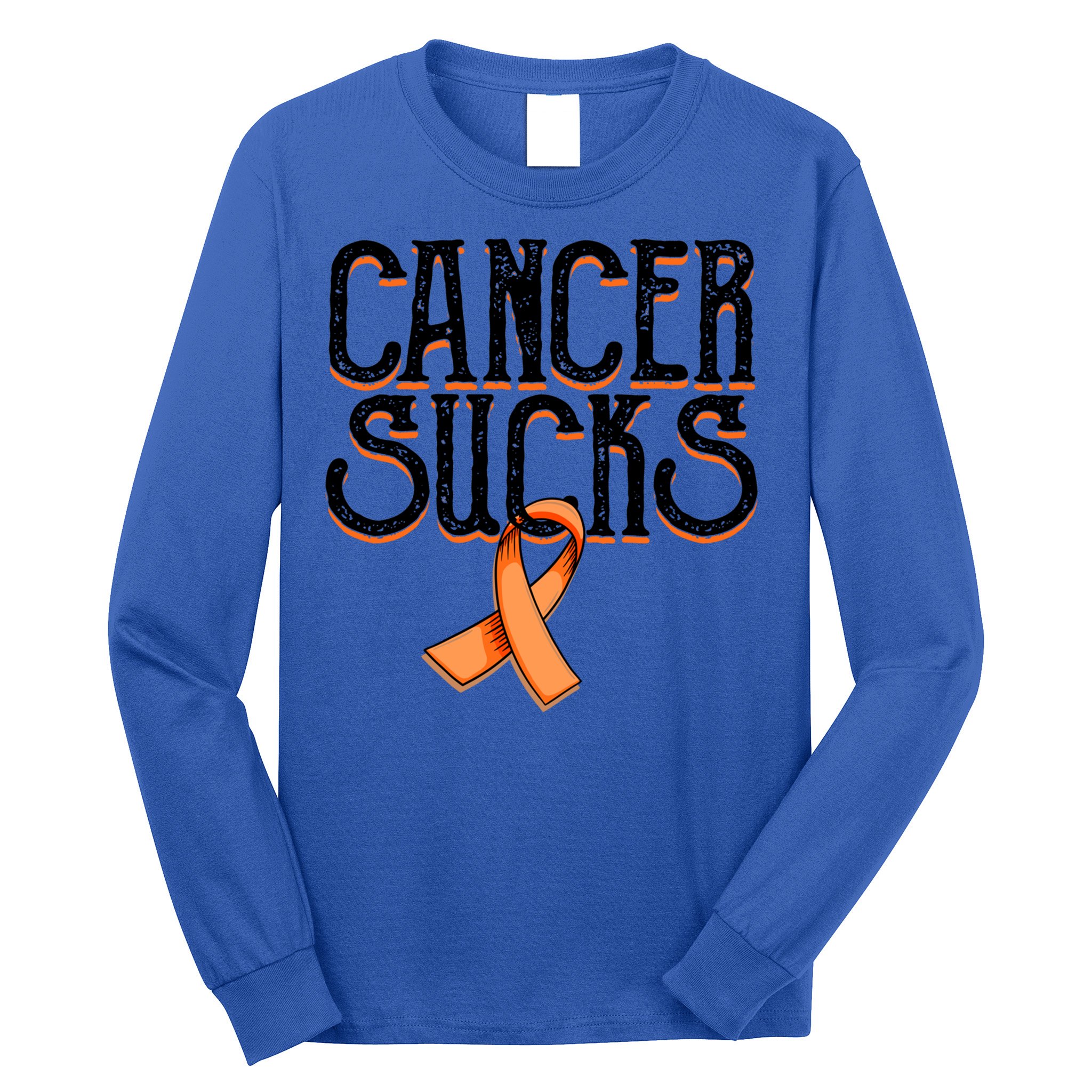 Cancer Sucks Orange Ribbon Kidney Cancer Leukemia Awareness Funny Gift Long Sleeve Shirt