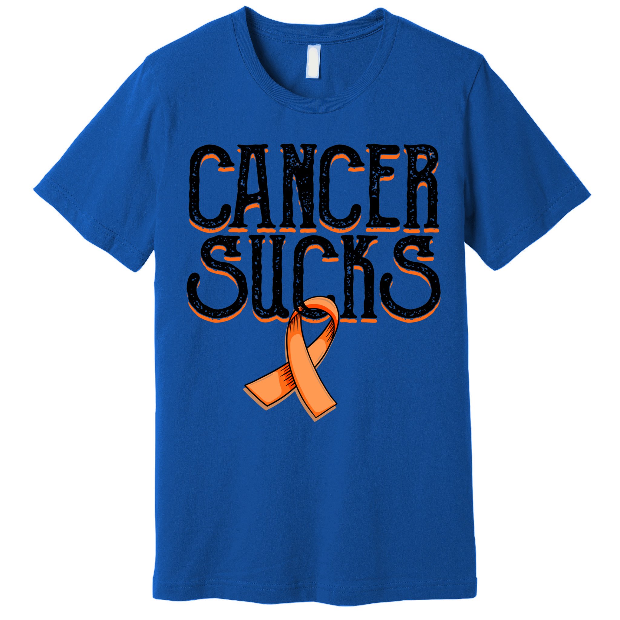 Cancer Sucks Orange Ribbon Kidney Cancer Leukemia Awareness Funny Gift Premium T-Shirt