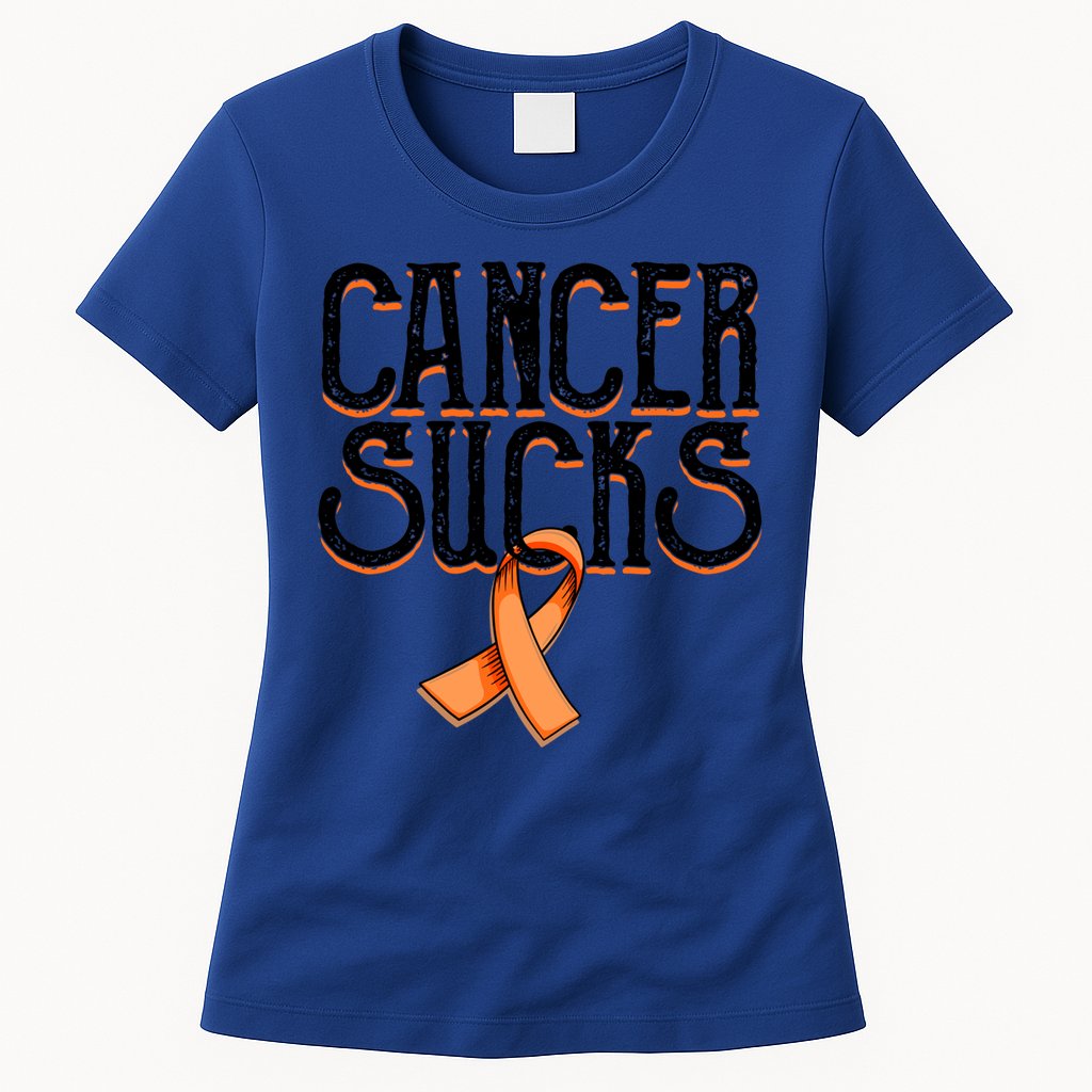Cancer Sucks Orange Ribbon Kidney Cancer Leukemia Awareness Funny Gift Womens T-Shirt